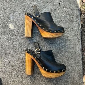 Black Heeled Clogs